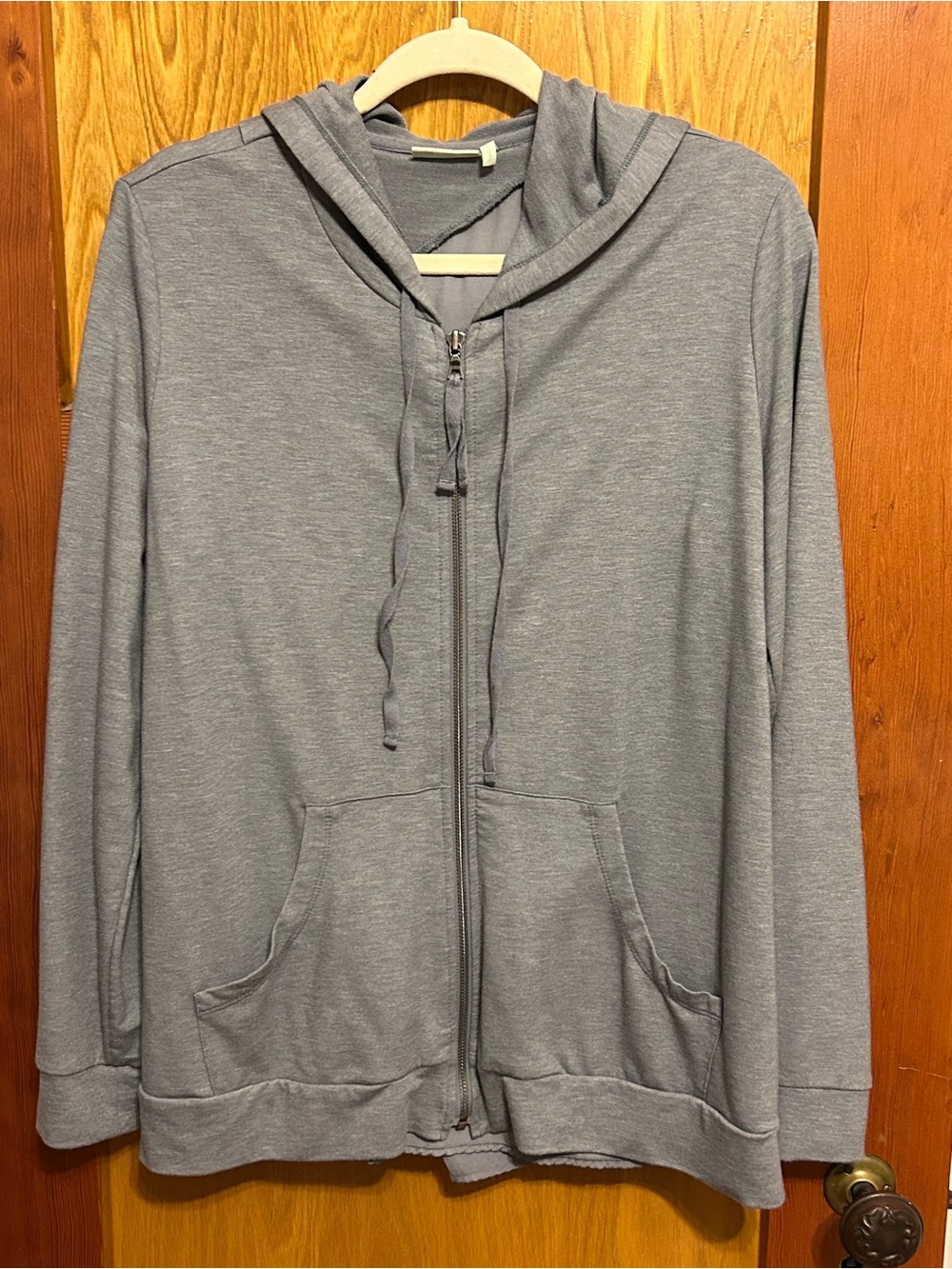 Women's Gray Zip-Up Hooded Sweatshirt